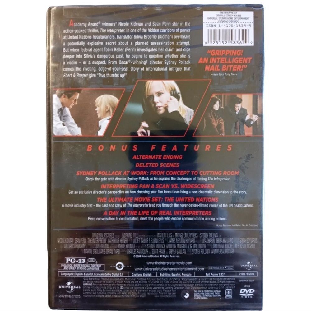 The Interpreter DVD, 2005, Full Frame - Picture 2 of 2